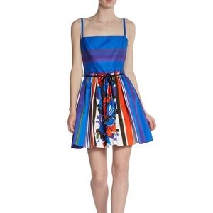 Red Valentino Striped/Floral Dress M EUC